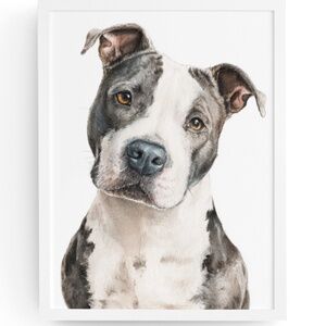 American Pit Bull Terrier Watercolor Wall Art Print Poster - Unframed